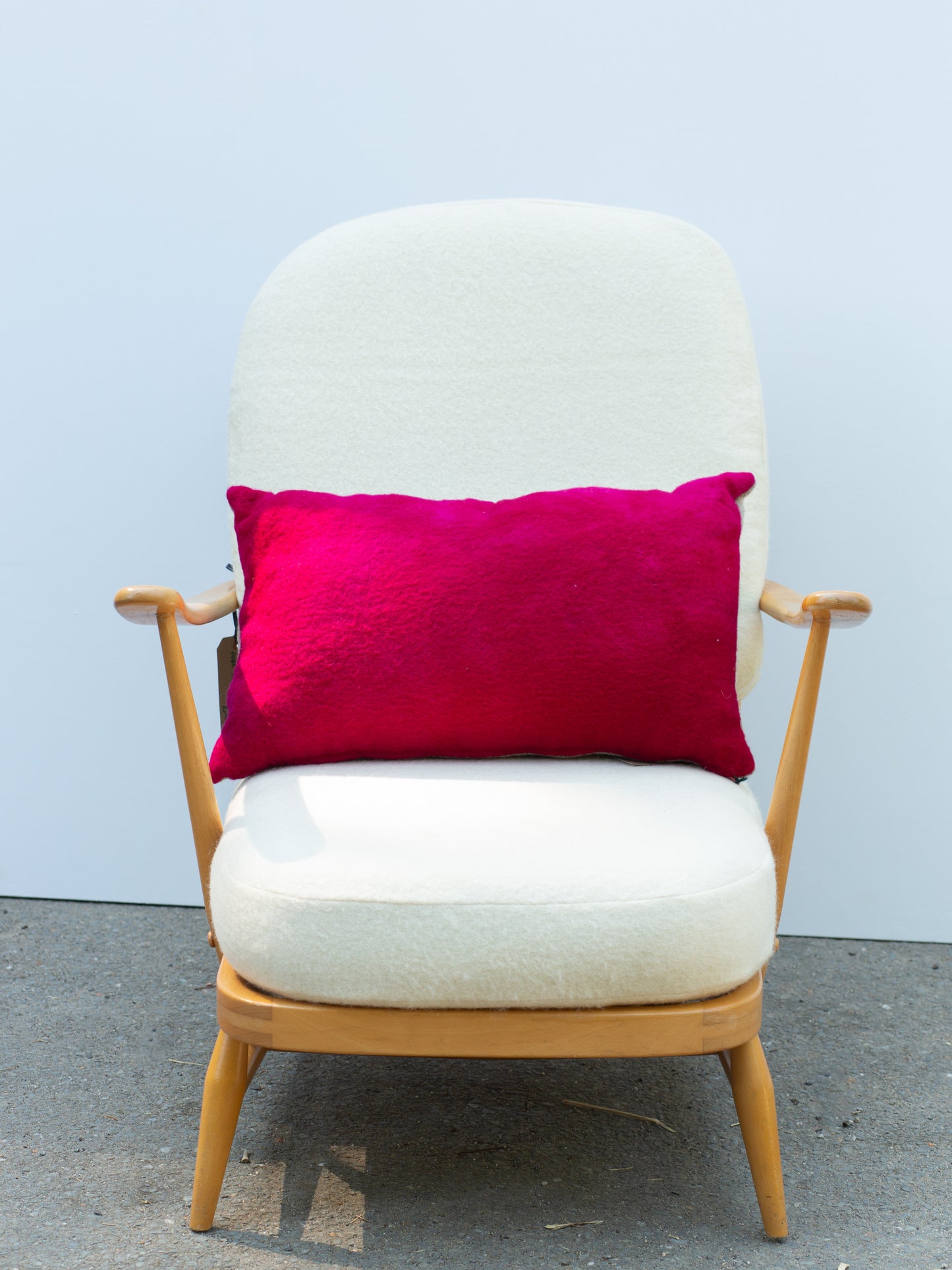 Wool Cushion - Pink/Grey