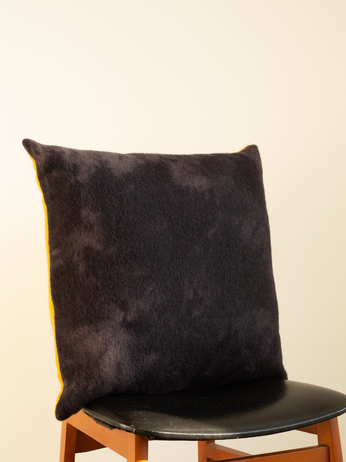Large Cushion - Hand-dyed Vintage Wool - Grey/Golden Yellow