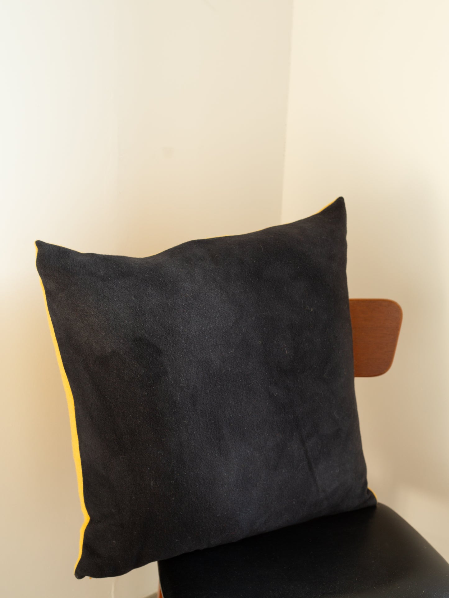 Large Cushion - Hand-dyed Vintage Wool - Grey/Mustard Yellow