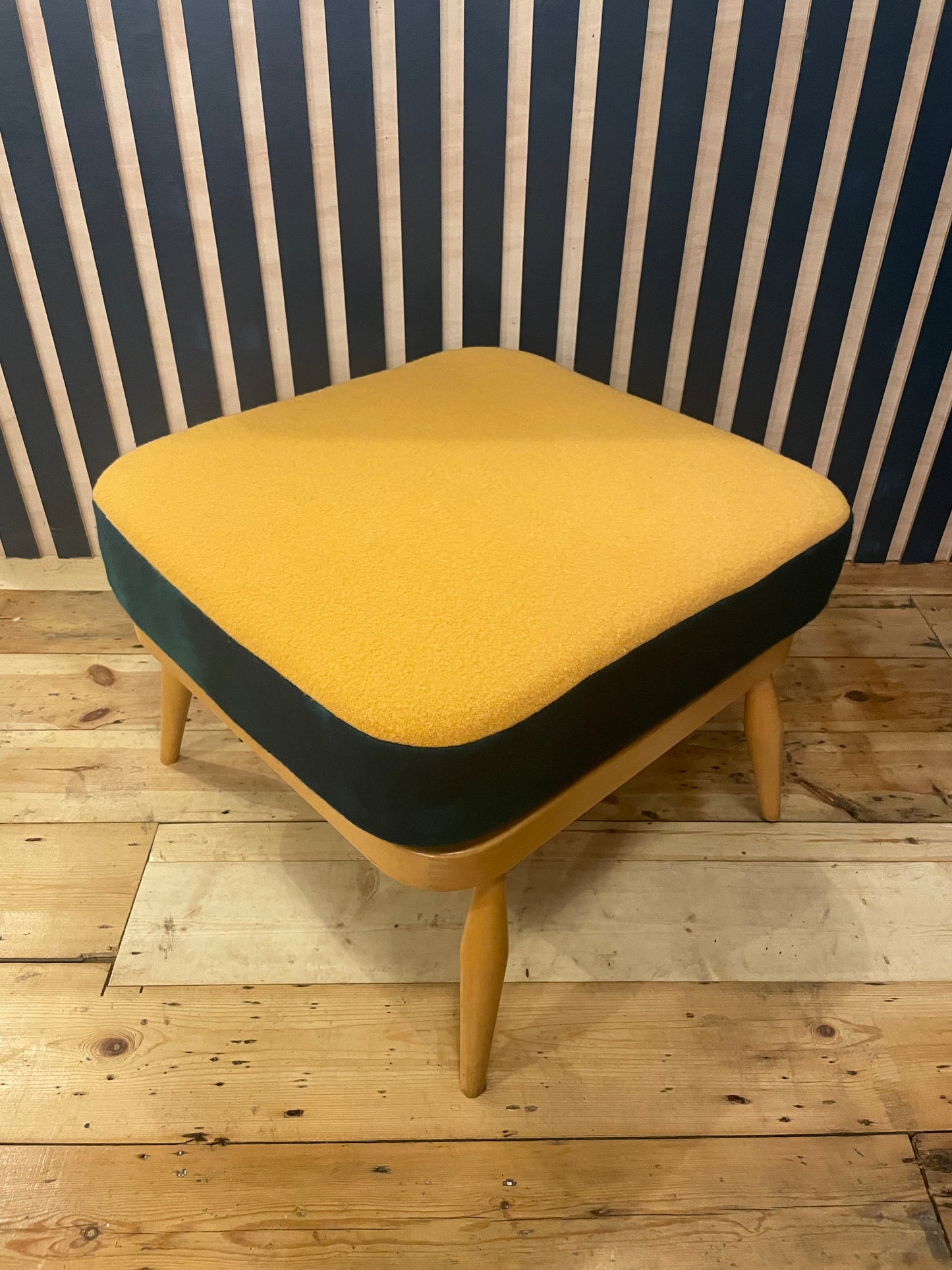 Trio Block Colour - Ercol Windsor 205 Square Footstool - Mustard Forest Grey