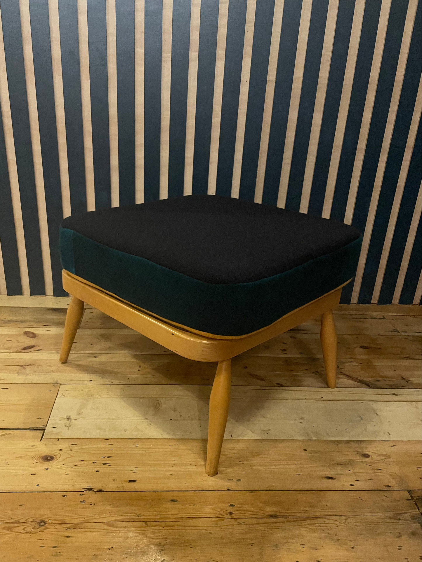 Trio Block Colour - Ercol Windsor 205 Square Footstool - Mustard Forest Grey