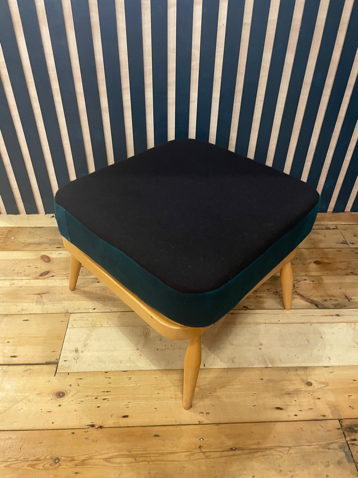 Trio Block Colour - Ercol Windsor 205 Square Footstool - Mustard Forest Grey