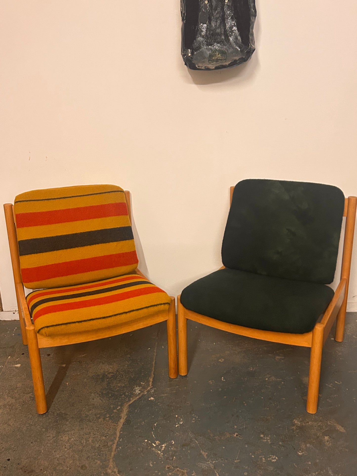 Ercol Modular 671 Lounge Chair - Hermes Fabric yellow strips