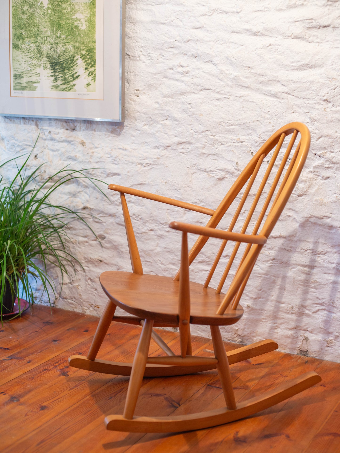 Ercol Quaker 428 Rocking Chair - Hot Pink Cushion
