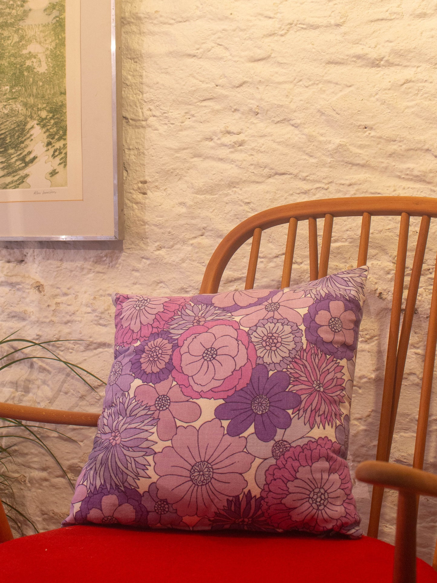 Floral Cushion - 70's Flowers - Purple