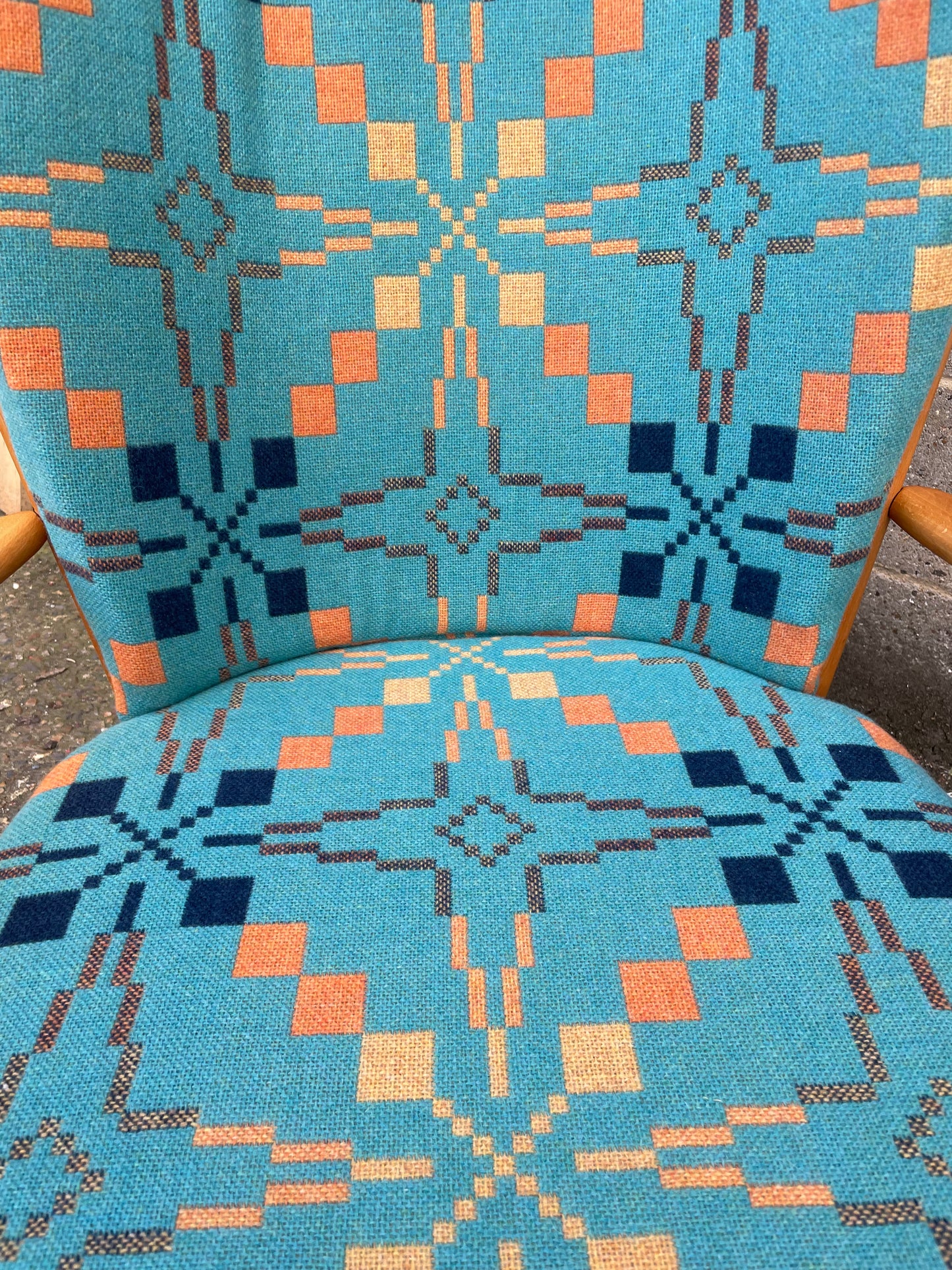 Melin Tregwynt - Vintage Star - Welsh Tapestry- Ercol 478 Evergreen Tall Back Chair.