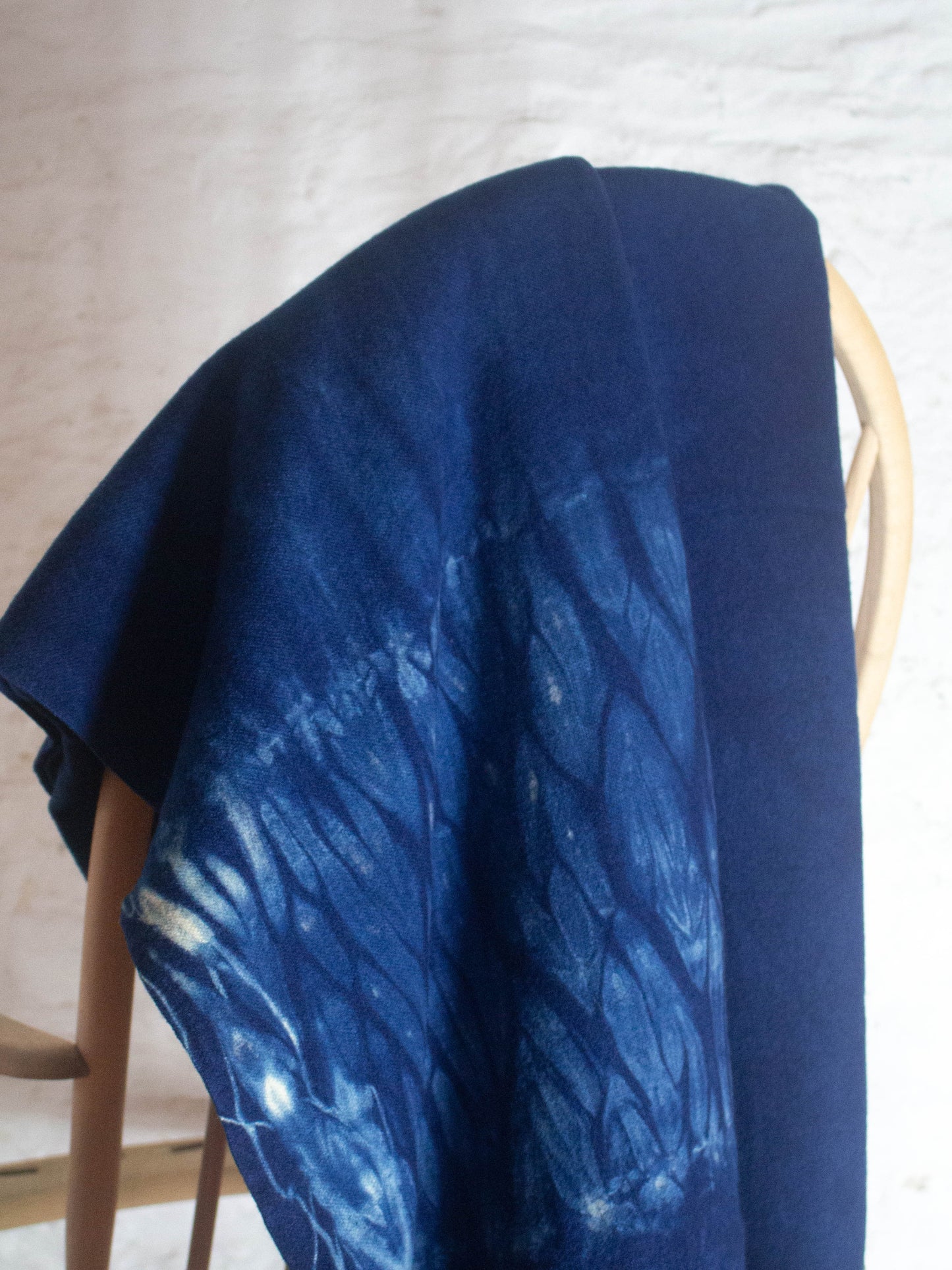 Indigo Shibori Hand-dyed Vintage Merino Wool Blanket - Double