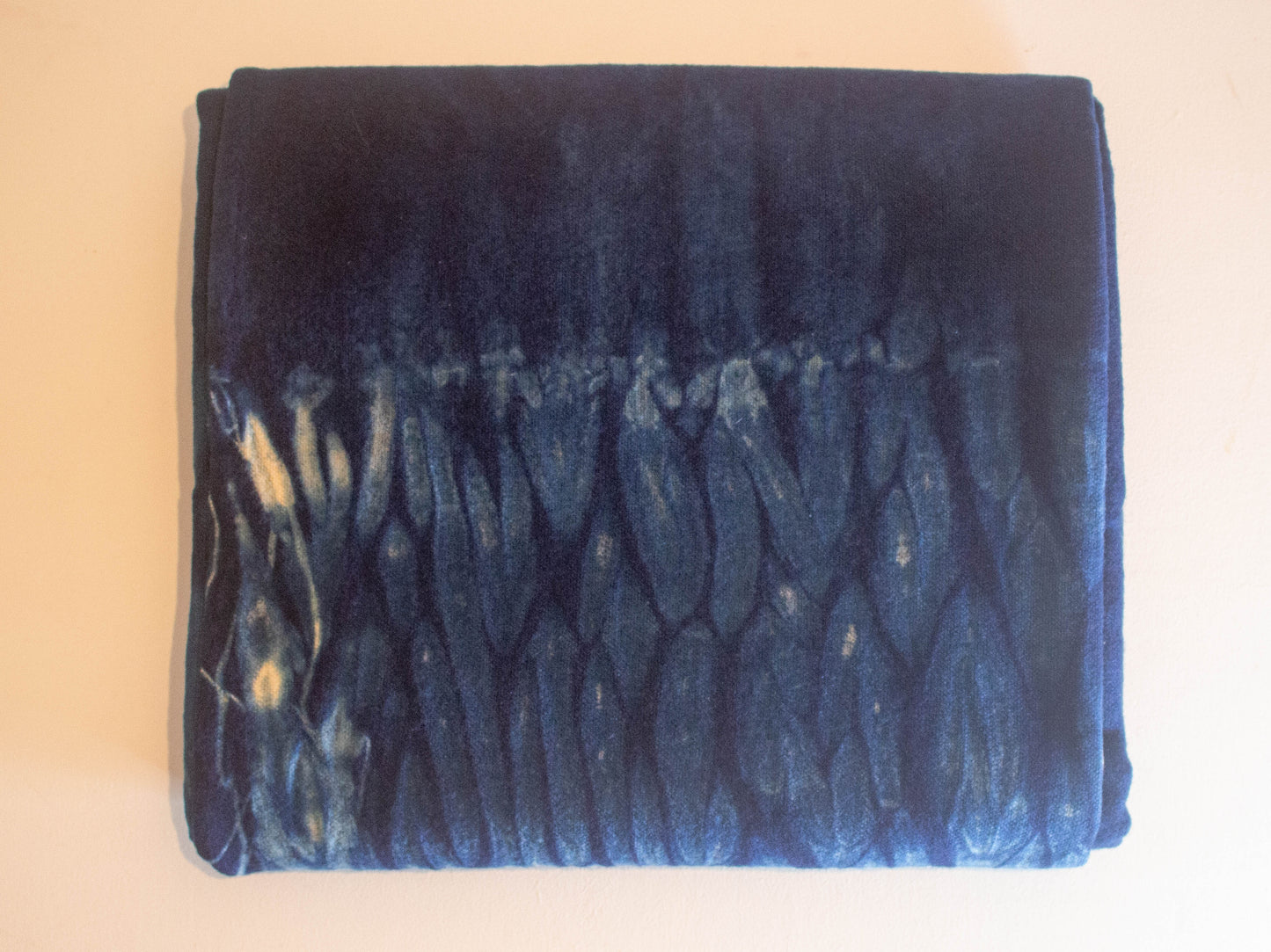 Indigo Shibori Hand-dyed Vintage Merino Wool Blanket - Double