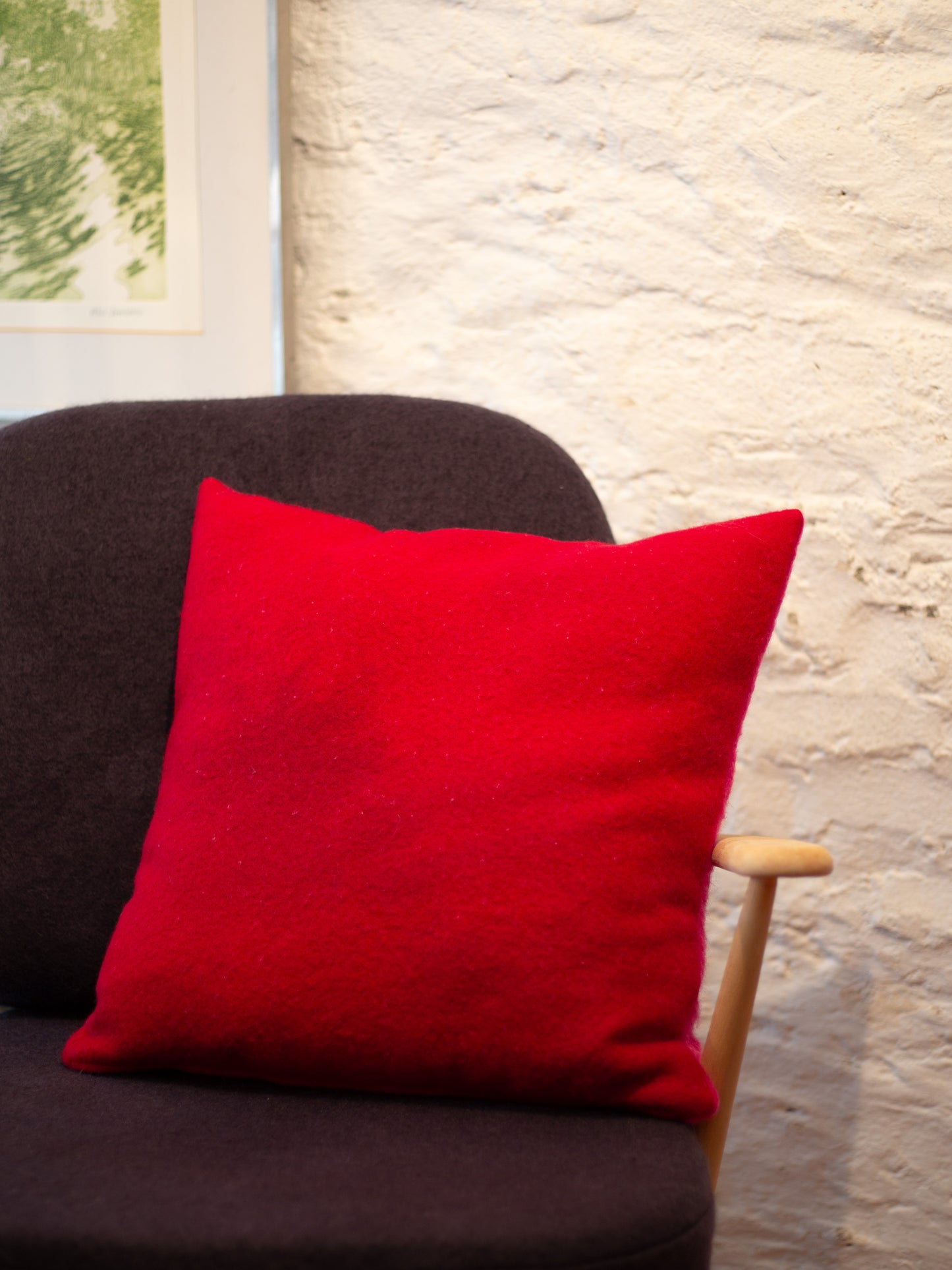 Large Cushion - Hand-dyed Vintage Wool - Red/Pink