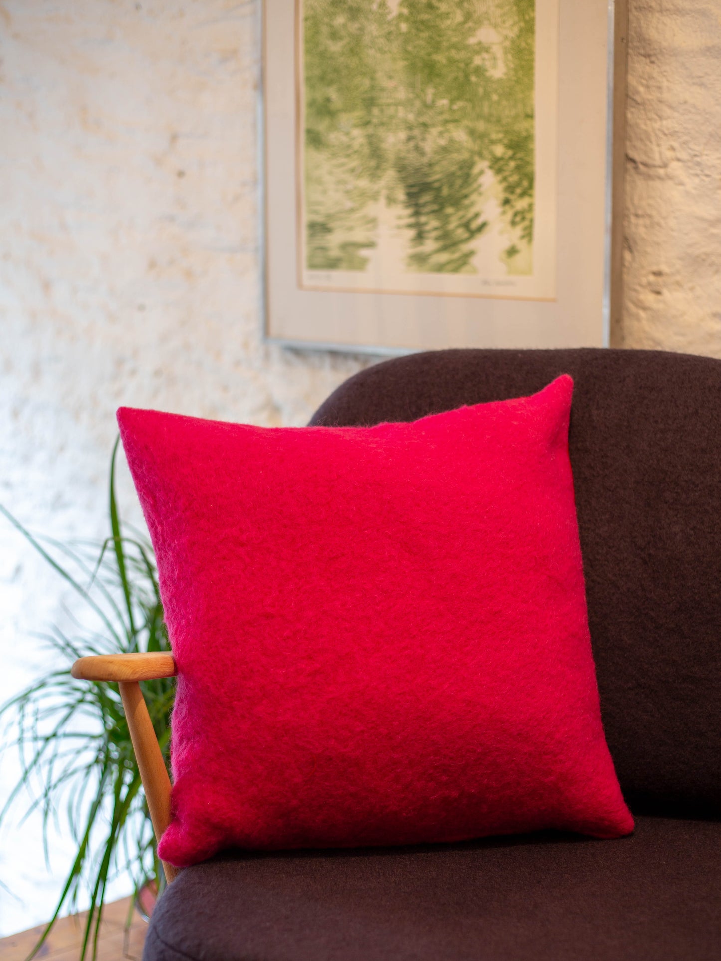 Large Cushion - Hand-dyed Vintage Wool - Red/Pink