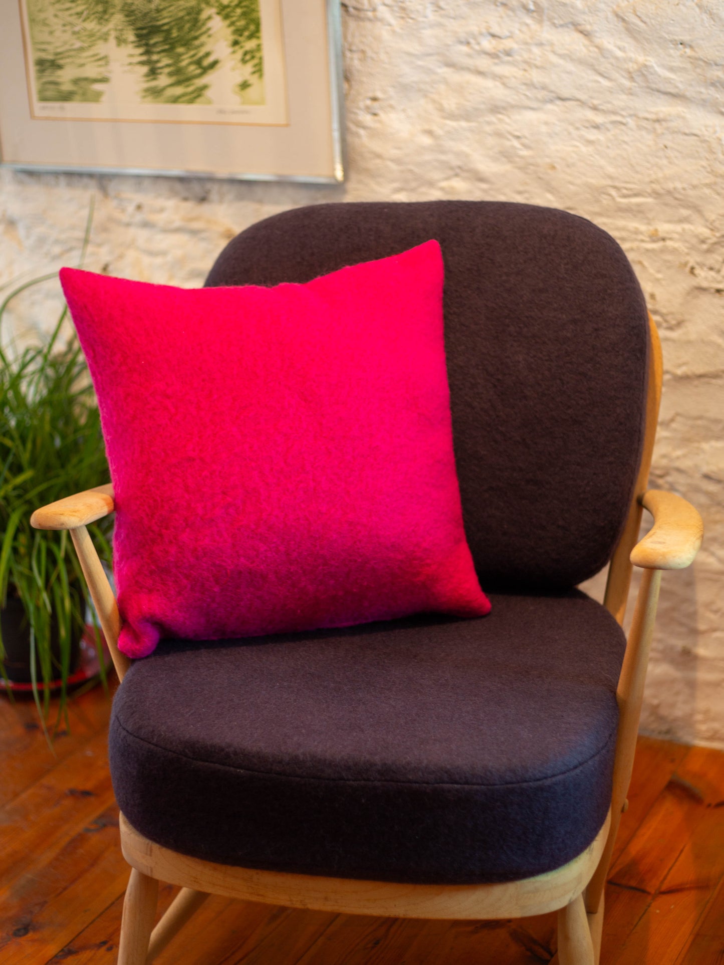 Large Cushion - Hand-dyed Vintage Wool - Red/Pink