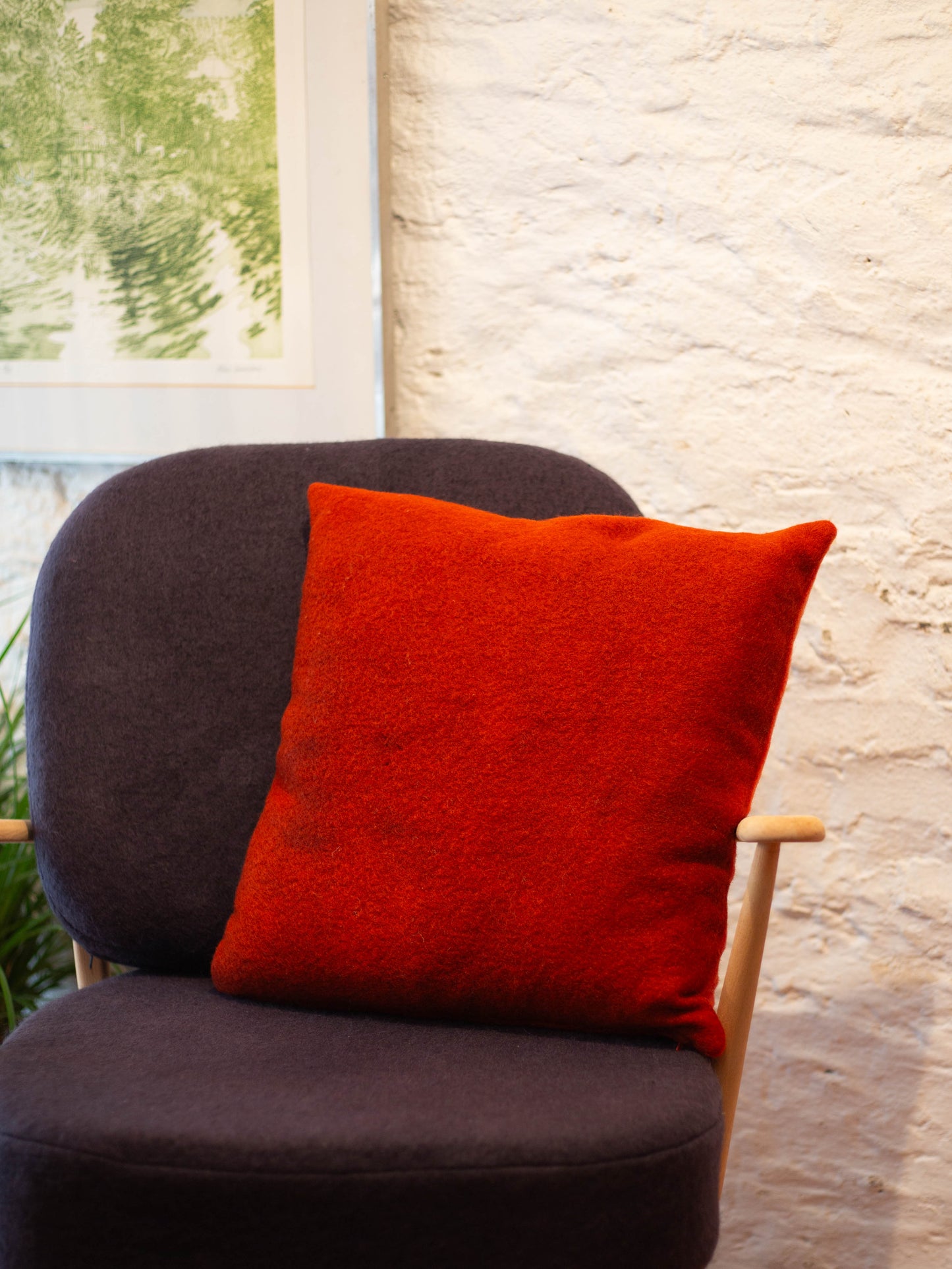 Large Cushion - Hand-dyed Vintage Wool - Red/Pink