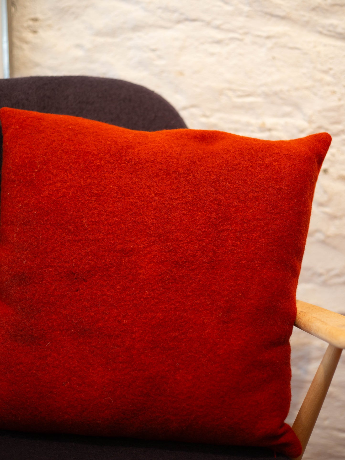 Large Cushion - Hand-dyed Vintage Wool - Red/Pink