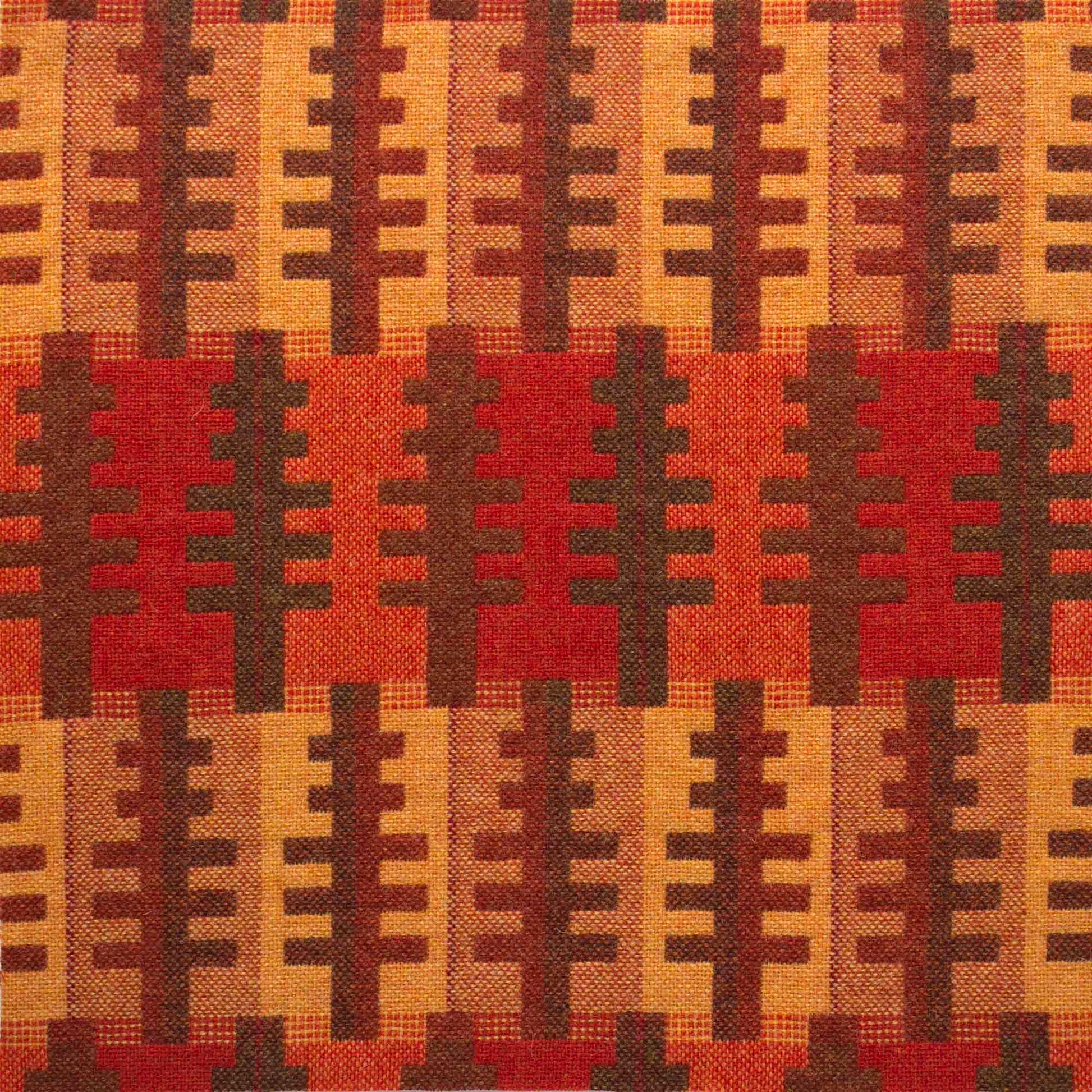 Melin Tregwynt Forest Welsh Tapestry in orange, browns and red