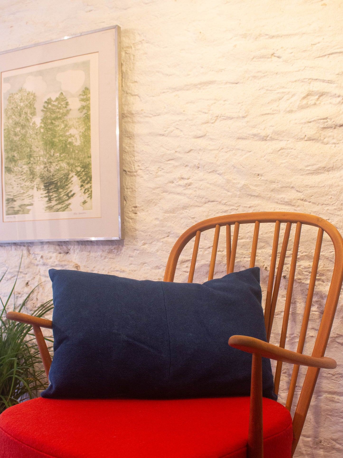 Oblong Cushion - Hand-dyed Vintage Wool - Indigo