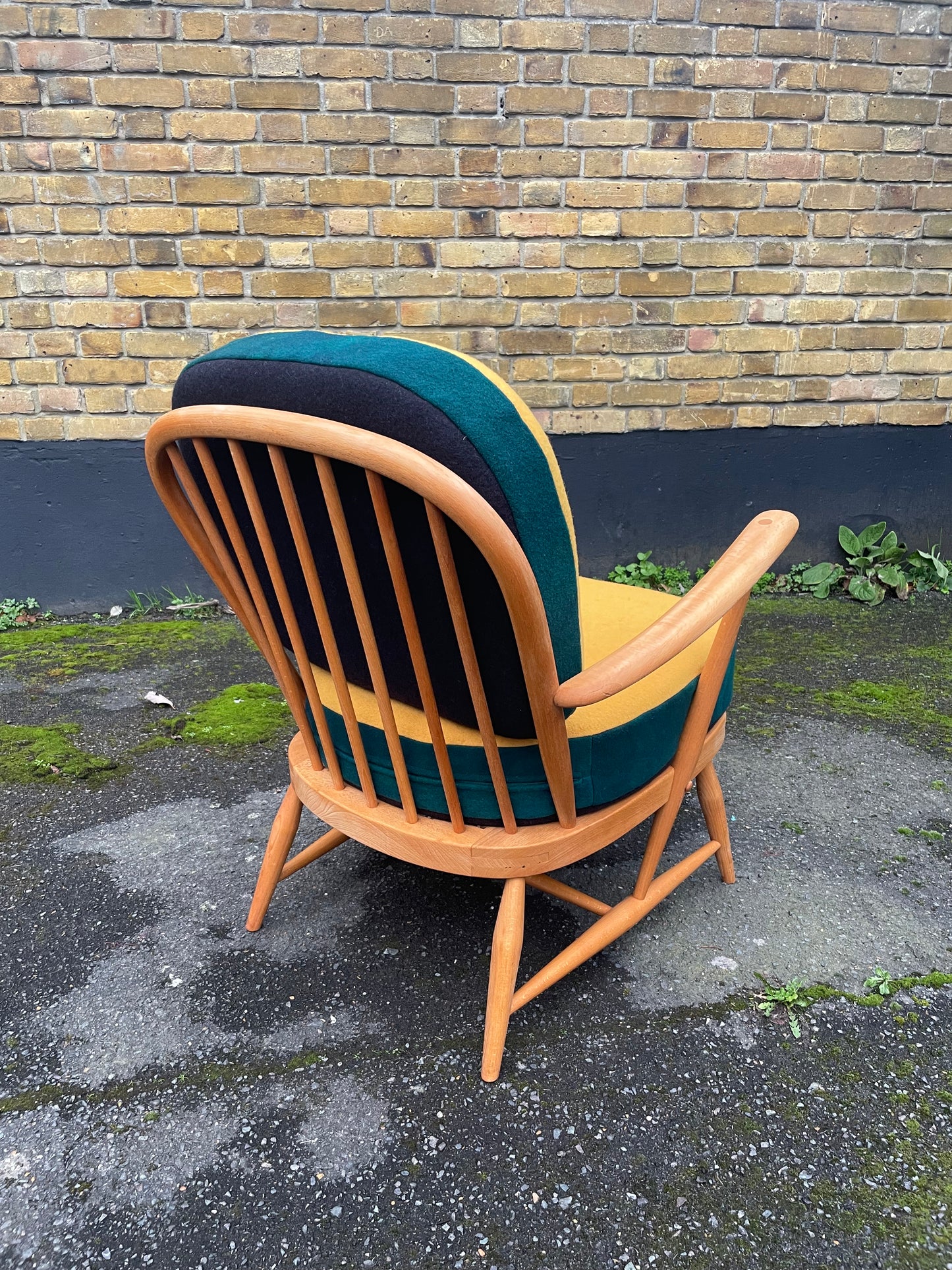 Trio Colour Block - Ercol Windsor 334 Armchair - Fully Restored - Mustard Forest Grey