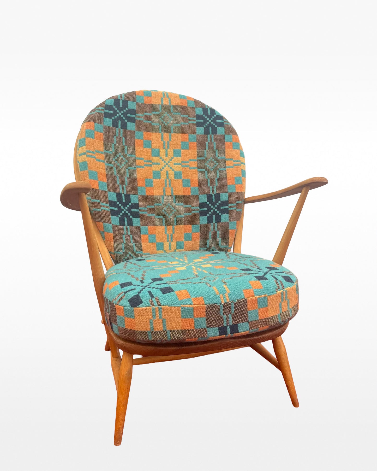 Melin Tregwynt - Vintage Star - Welsh Tapestry- Ercol 317 Grandfather Tub Chair.