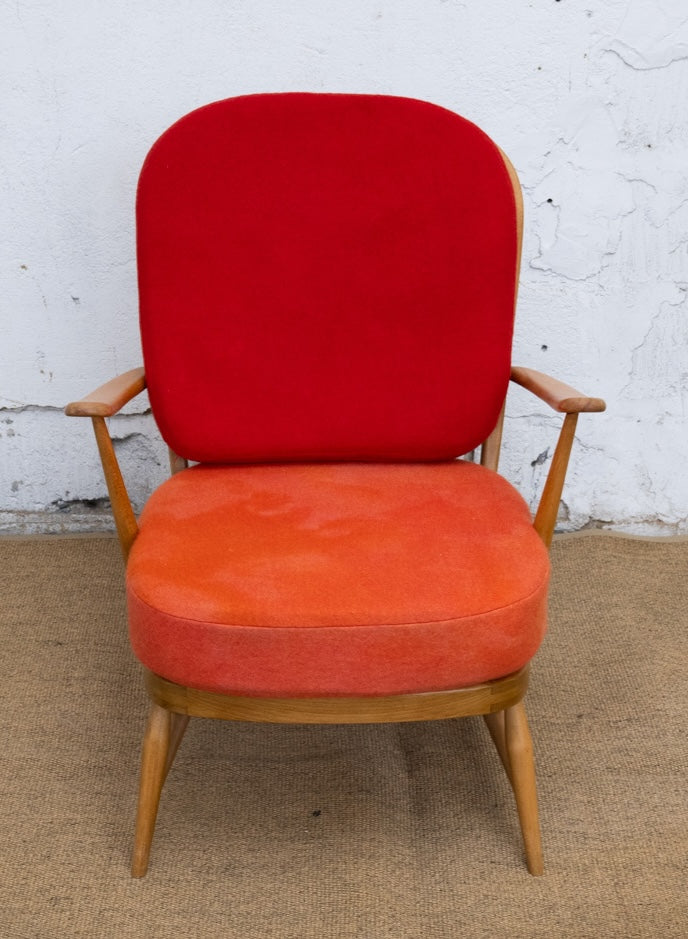 Ercol Windsor 335 Armchair - Blood/Orange Wool Covers