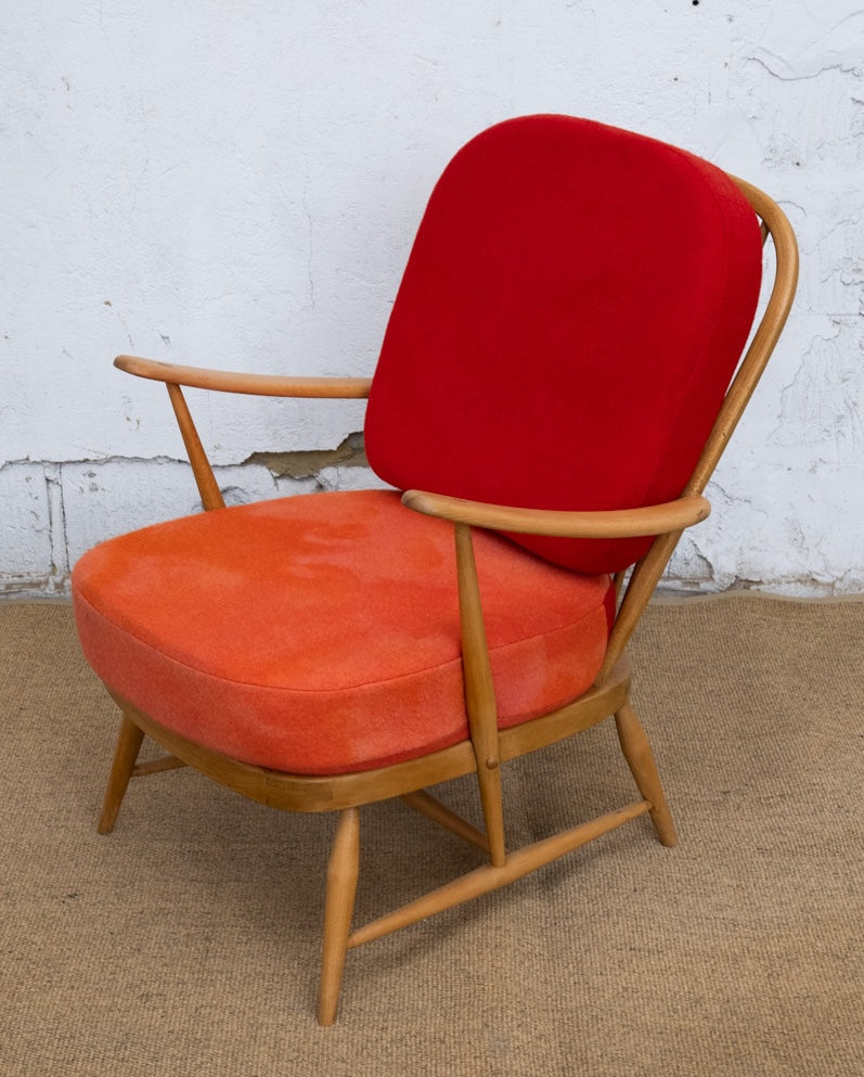 Ercol Windsor 335 Armchair - Blood/Orange Wool Covers