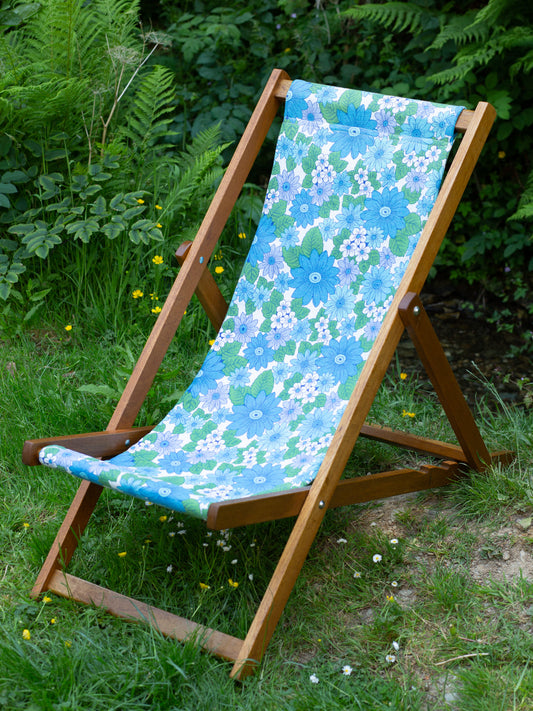 Deckchair - 70's Flowers - Blue and Green