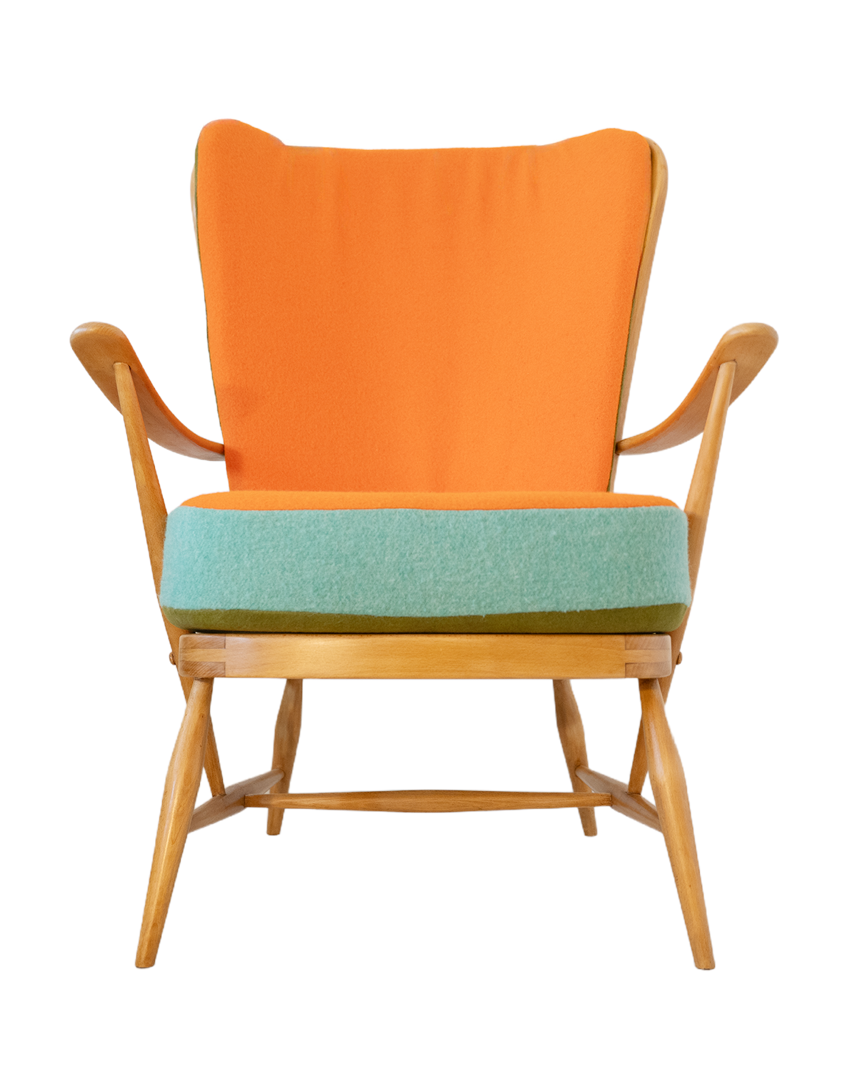 Orange Olive Mint - Trio Block Colour - Ercol Evergreen 478 High Back Armchair