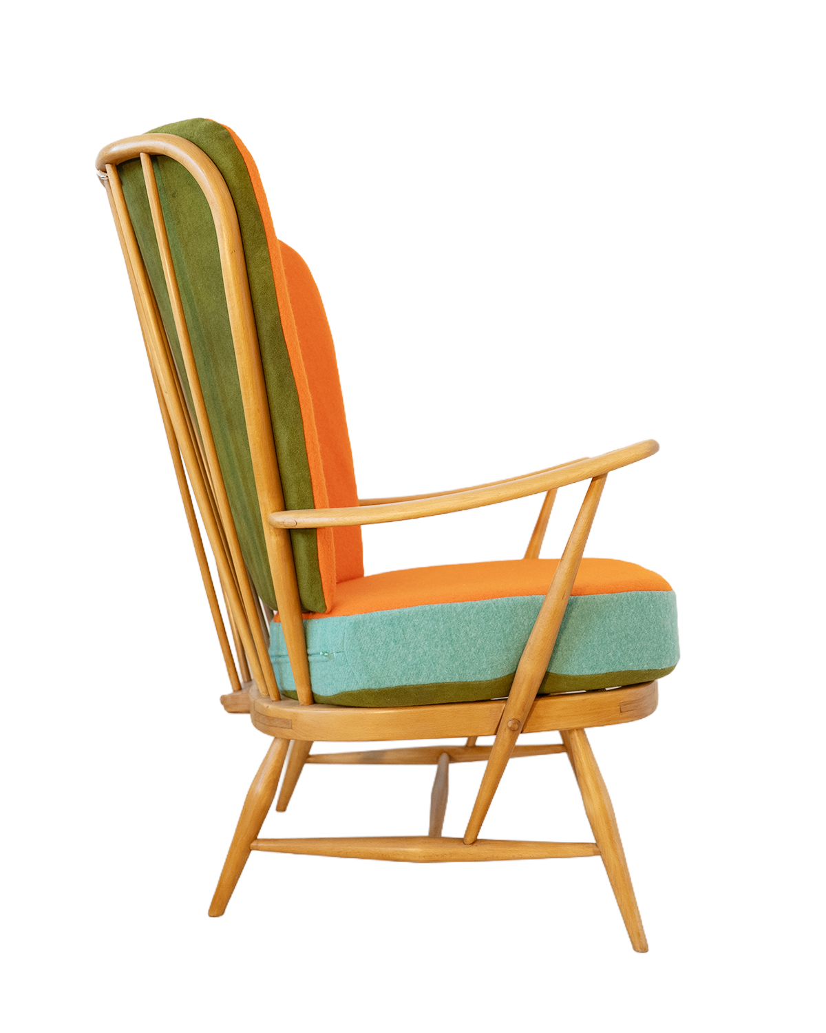 Orange Olive Mint - Trio Block Colour - Ercol Evergreen 478 High Back Armchair