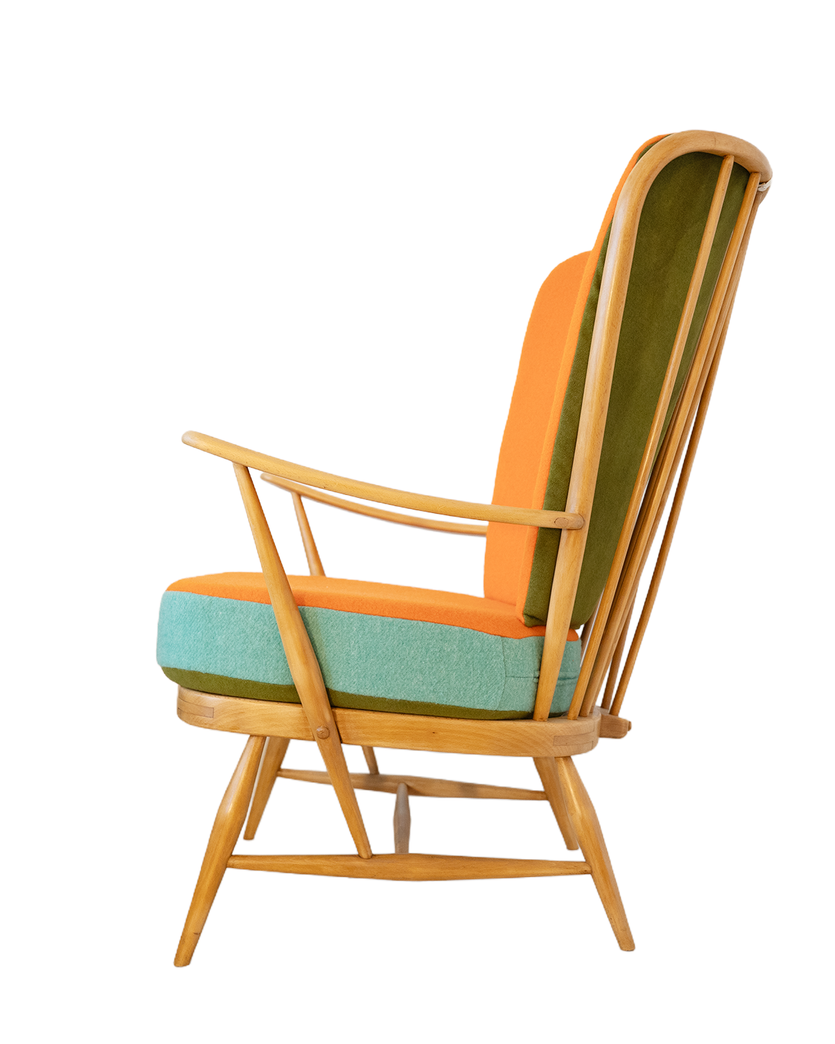 Orange Olive Mint - Trio Block Colour - Ercol Evergreen 478 High Back Armchair