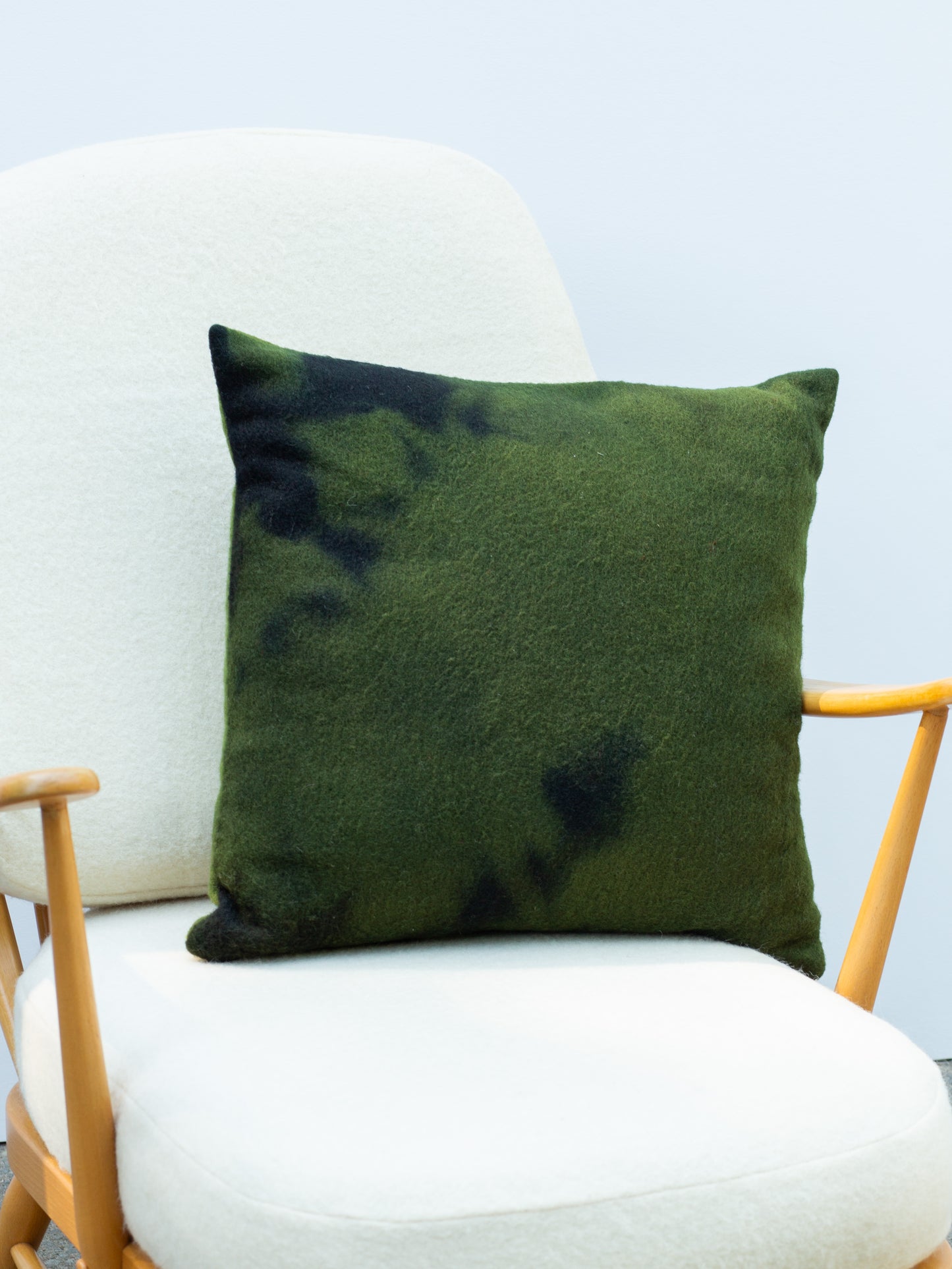 Large Cushion - Hand-dyed Vintage Wool - Green