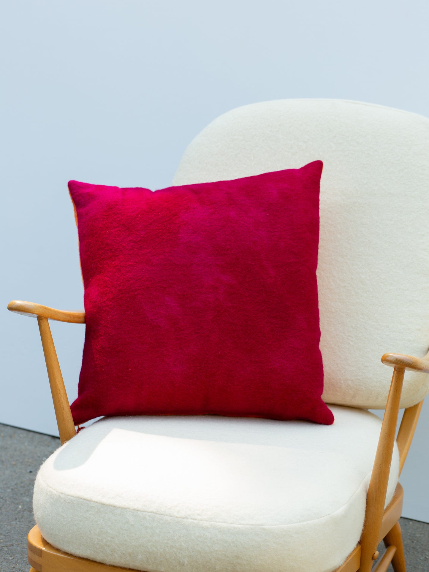 Large Cushion - Hand-dyed Vintage Wool - Pink/Orange
