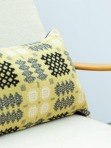 Welsh Tapestry Wool Cushion - Yellow/Black