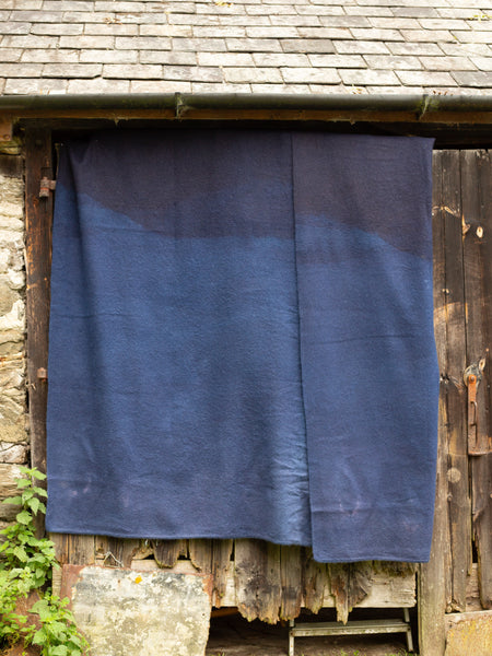 Indigo Ombre Hand-dyed Vintage Wool Blanket - Double