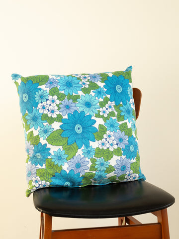 Floral Cushion - 70's Flowers - Blue