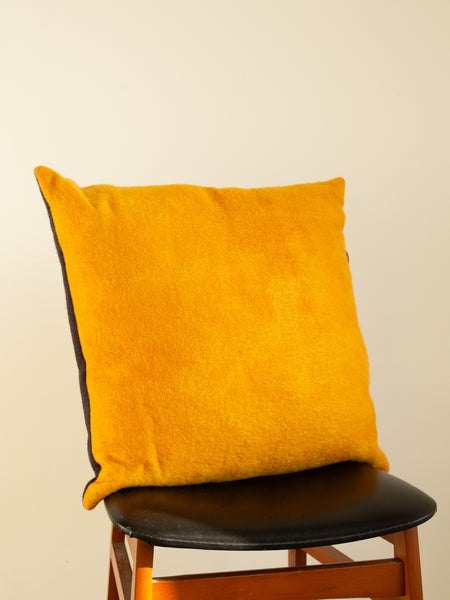 Wool Cushion - Hand-dyed Vintage Wool - Grey/Golden Yellow