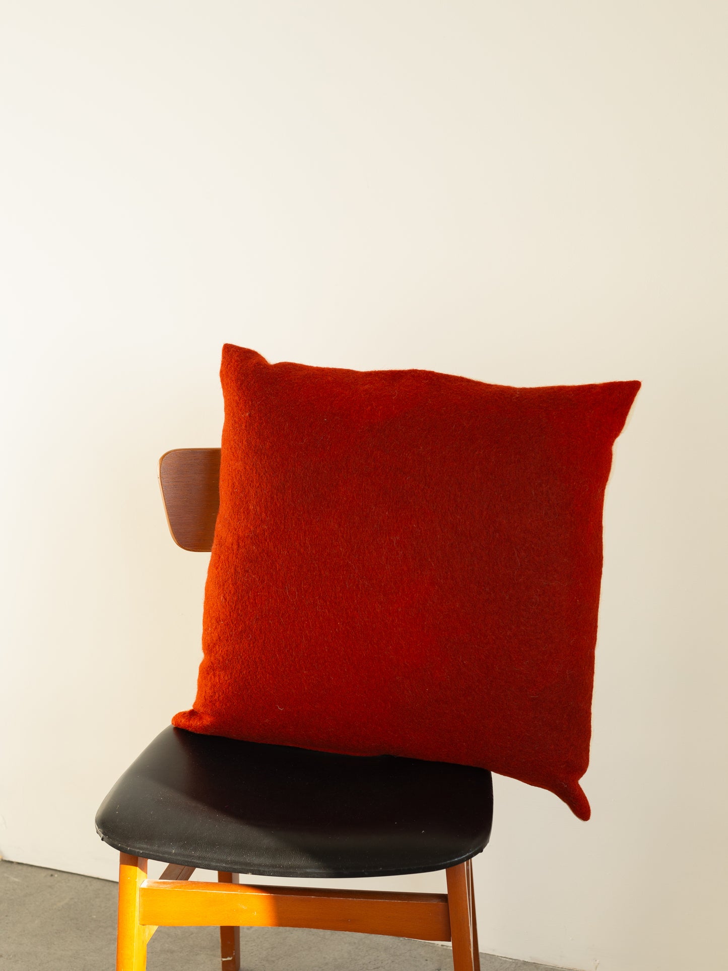 Large Cushion - Hand-dyed Vintage Wool - Rust/Cream