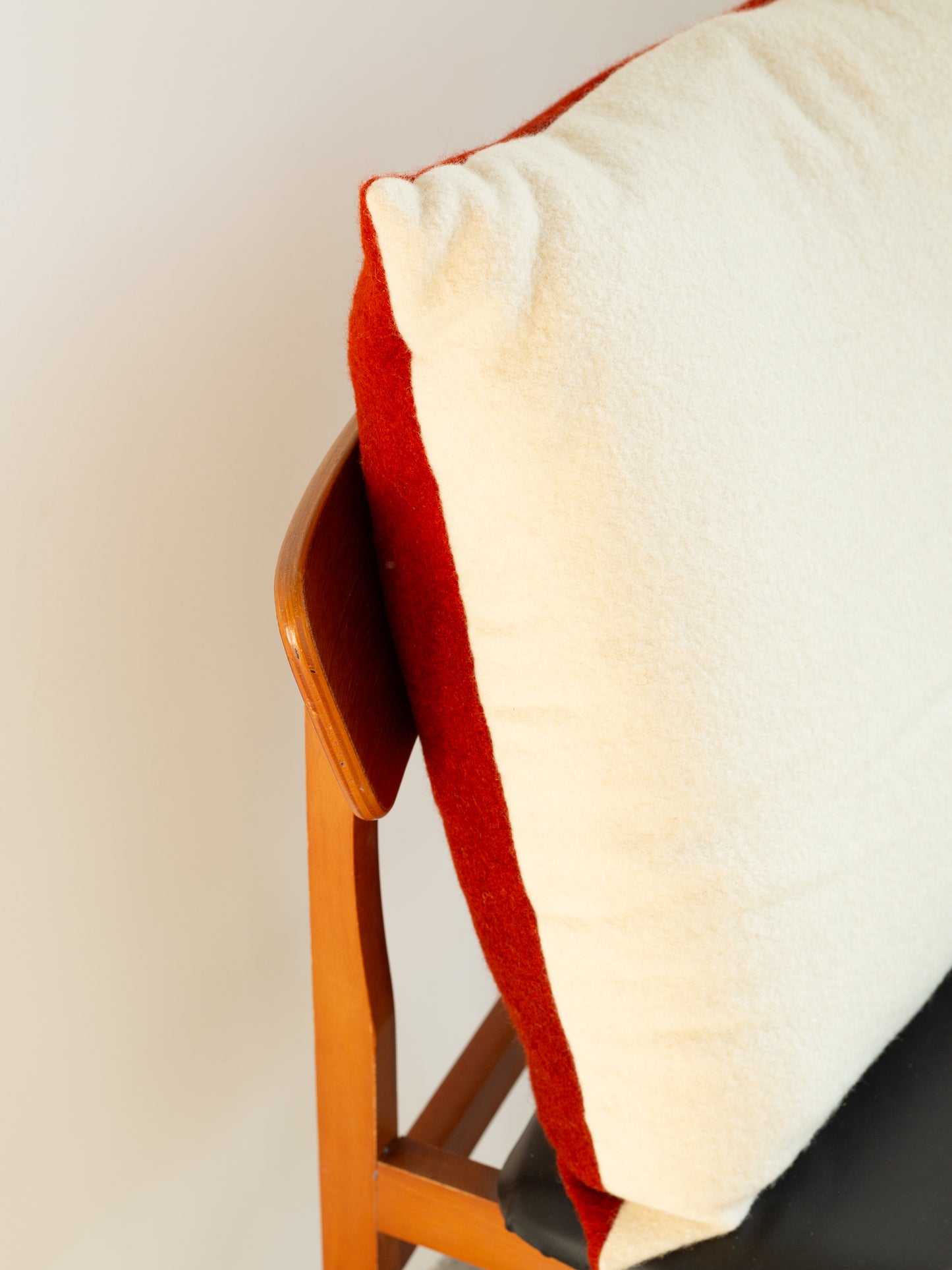 Large Cushion - Hand-dyed Vintage Wool - Rust/Cream