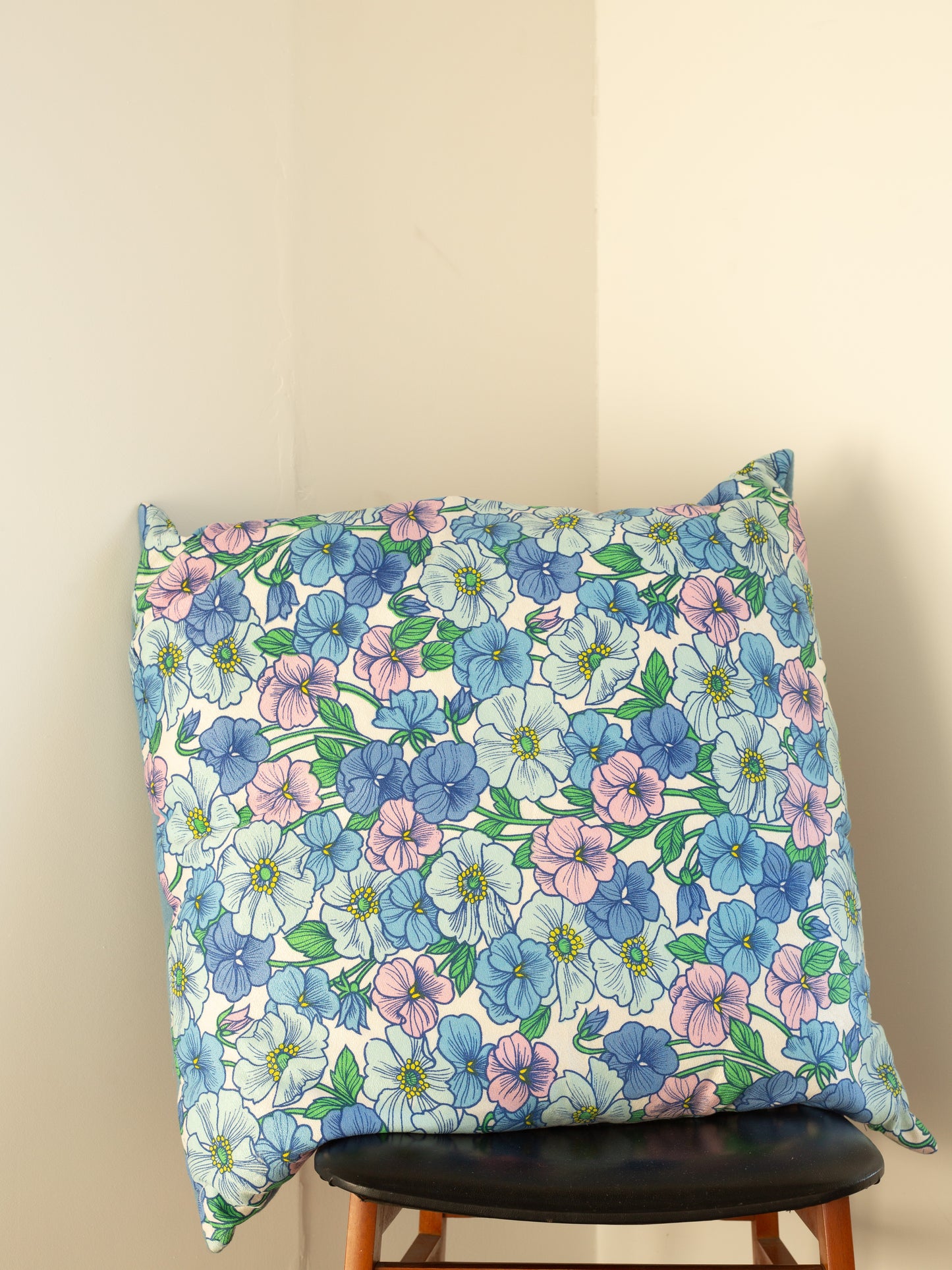 Floral Cushion - All The Flowers - Blue - Large