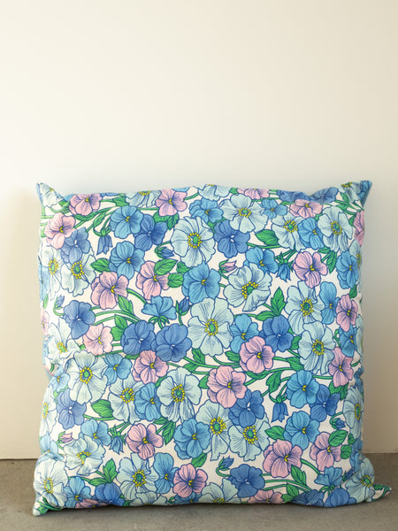 Floral Cushion - All The Flowers - Blue - Large