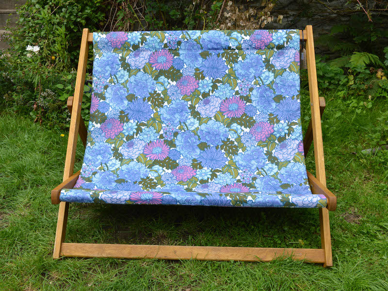 Double Deckchair - Big Flower - Purple/Blue/Green