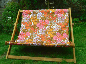 Double Deckchair - Big Flower - Pink/Orange