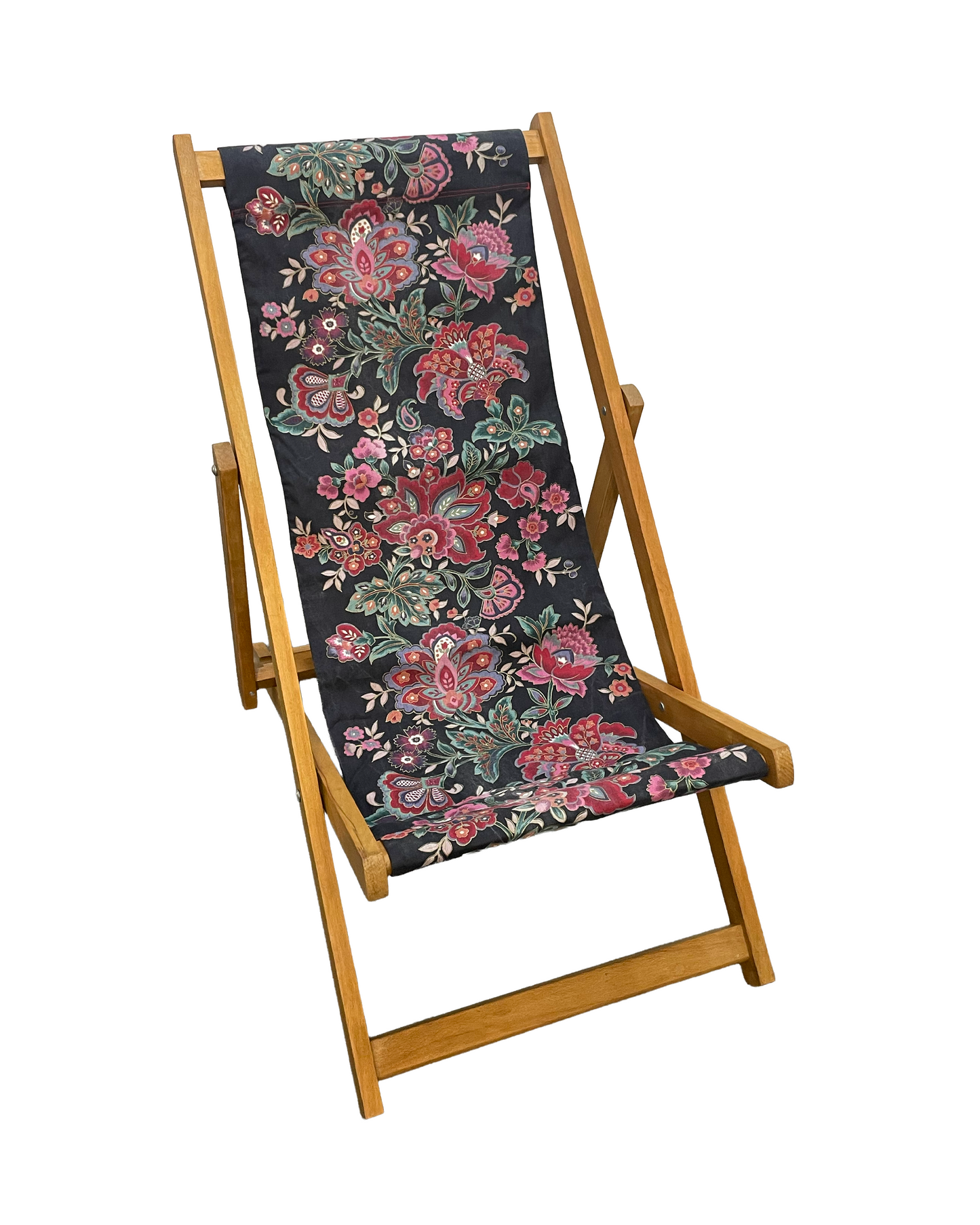 Deckchair - 70's Navy and Pink Flowers