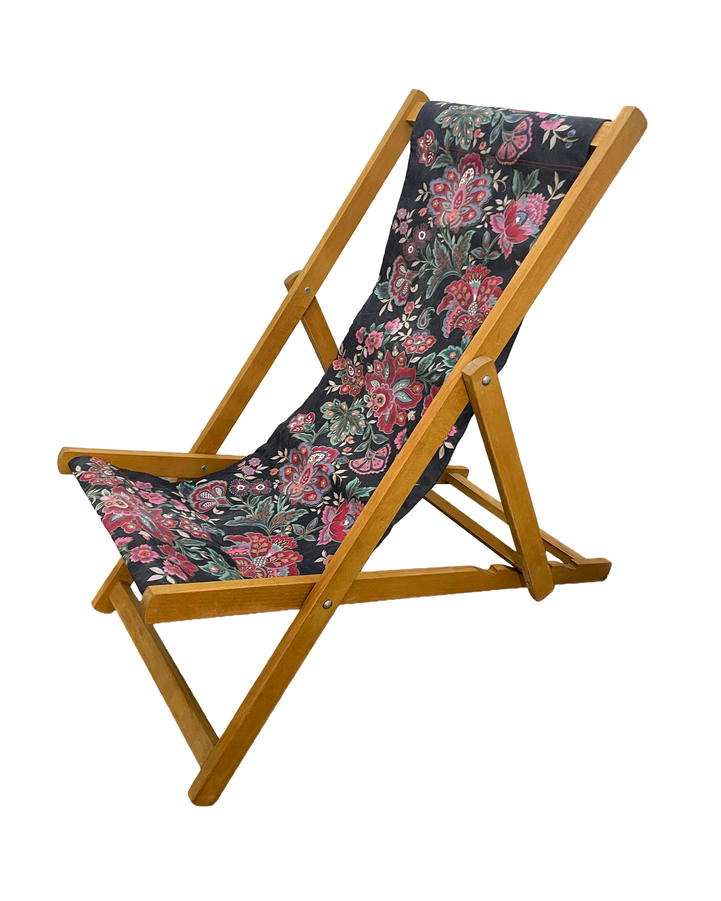 Deckchair - 70's Navy and Pink Flowers