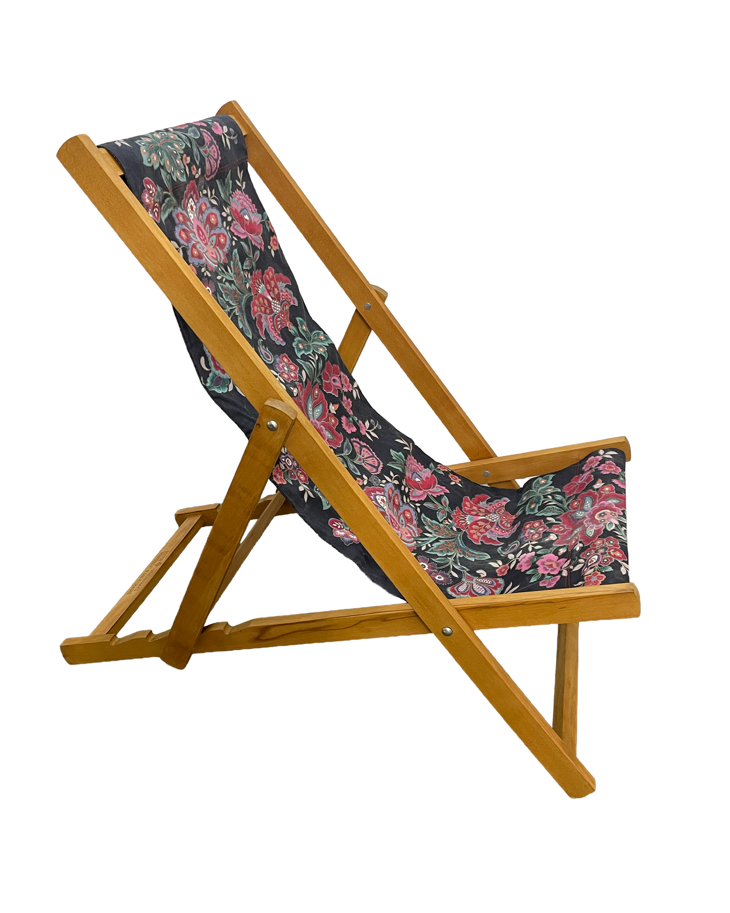 Deckchair - 70's Navy and Pink Flowers