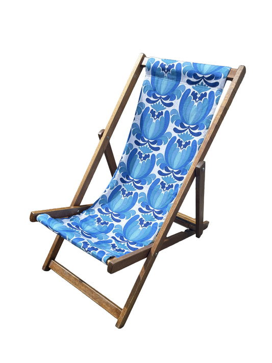 Deckchair - 1970's Floral - Blue/Turquoise