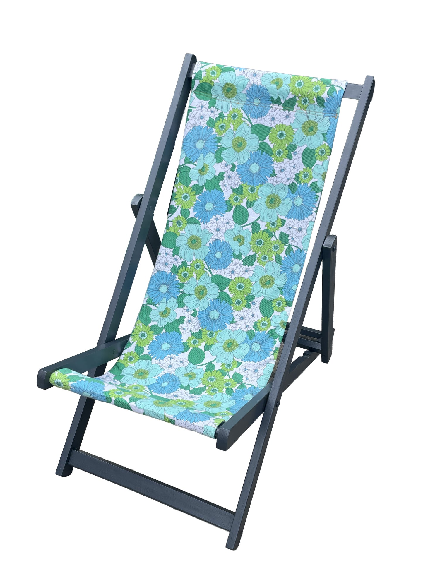 Deckchair - 70's Flowers - Blue and Green