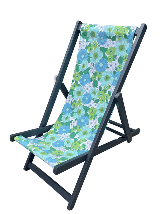 Deckchair - 70's Flowers - Blue and Green