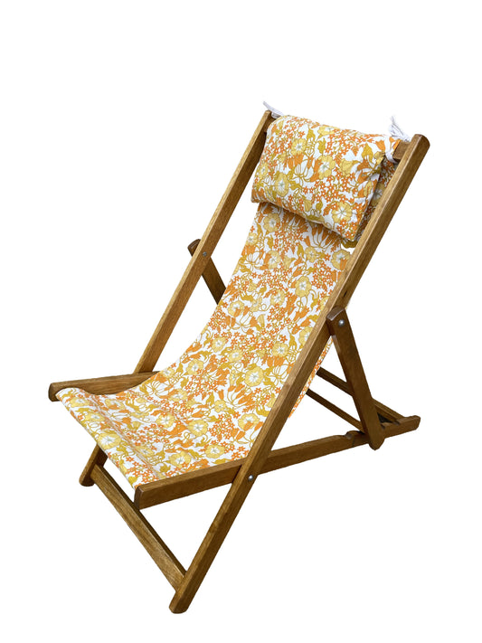 Deckchair - 70's Flowers - Yellow and orange