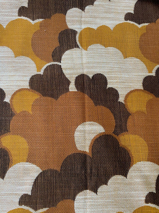 Wooden Deckchair - 1960's Clouds vintage fabric sling - Browns