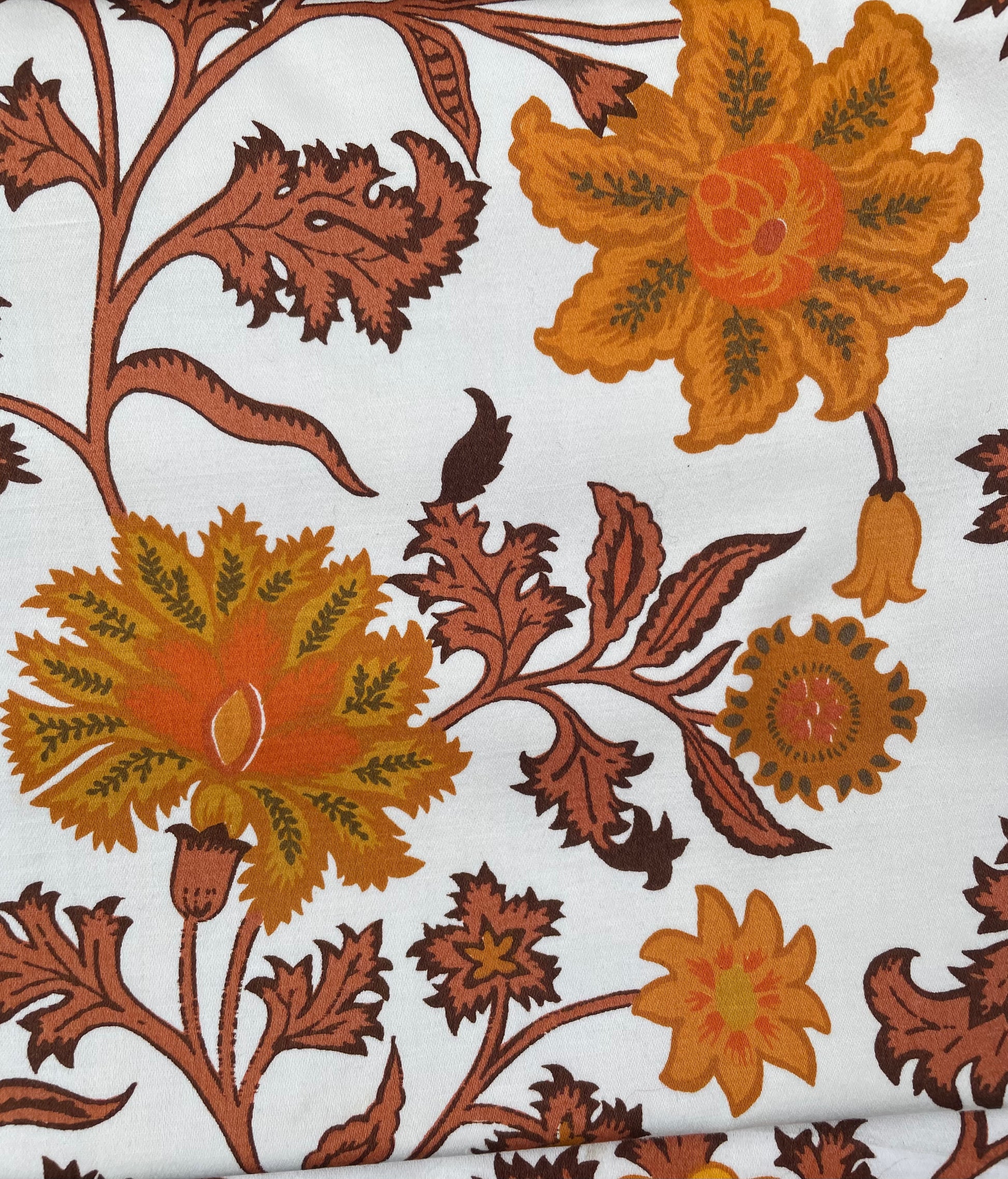 Wooden Deckchair - 1970's Floral pattern- Orange