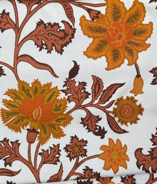 Wooden Deckchair - 1970's Floral pattern- Orange