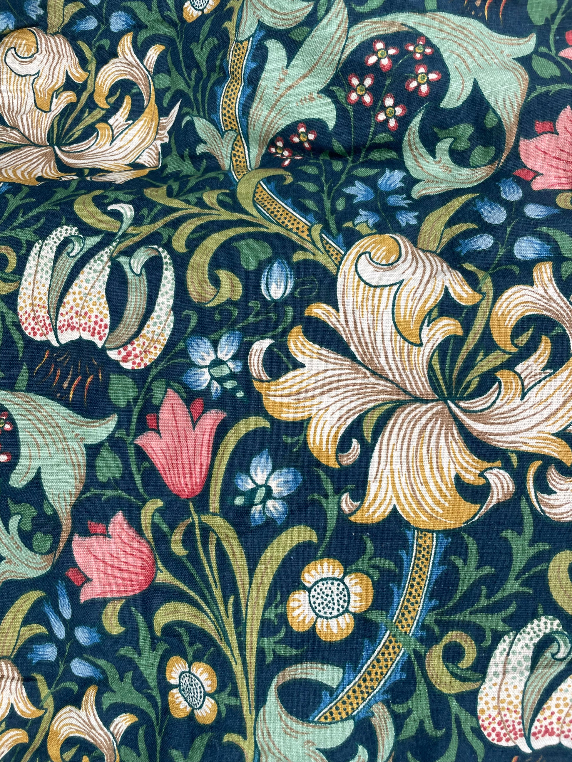 Wooden Deckchair - William Morris fabric- Blue & Green